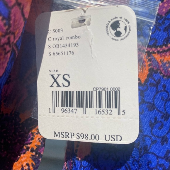 NWT FREE PEOPLE $98 I Got You Royal Floral-Print Top XS - Picture 13 of 14